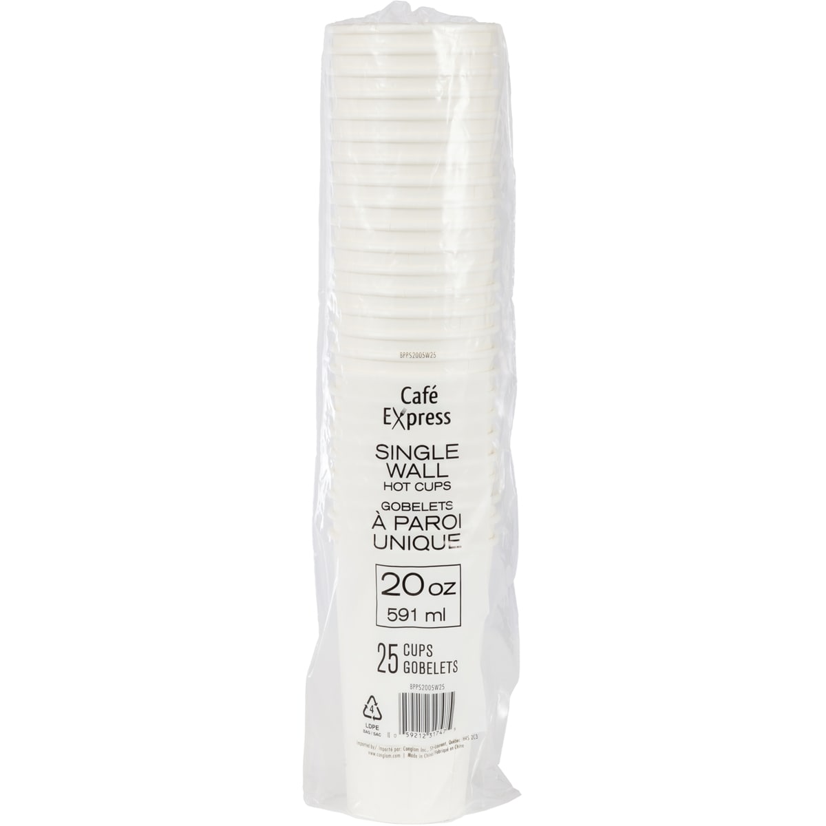 null Goblet blanc de 20oz à paroi simple 25/Housse 25 ea, 0,16 $/1ch