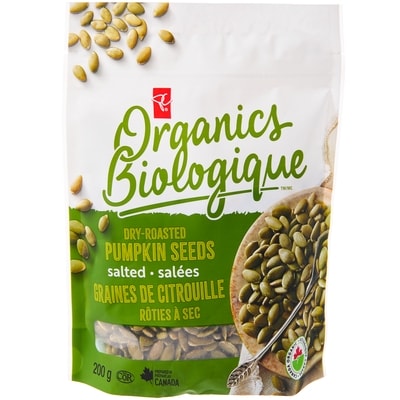 PC Organics Dry Roasted Pumpkin Seeds, Salted 200 g, $2.50/100g