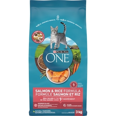 Purina ONE Saumon et Riz, Nourriture Sèche pour Chats  3 kg, 0,80 $/100g