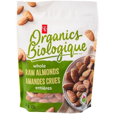 PC Organics Whole Raw Almonds 200 g, $4.50/100g