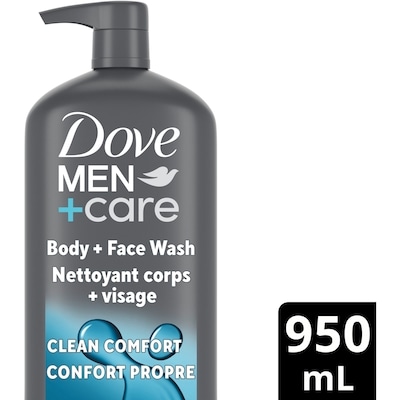 Dove Men+Care Hydrating Clean Comfort Body and Face Wash for Men with Pump 950 ml, $1.89/100ml