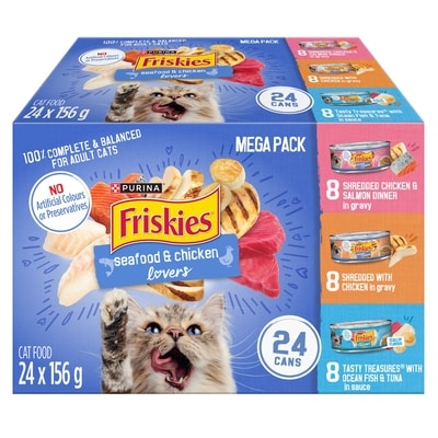 Purina Friskies Seafood & Chicken Lovers Variety Pack, Wet Cat Food 3.744 kg, $0.64/100g