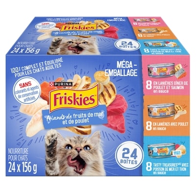 Purina Friskies Emballage Assorti Friands de Fruits de Mer et de Poulet, Nourriture Humide pour Chats 3.744 kg, 0,64 $/100g