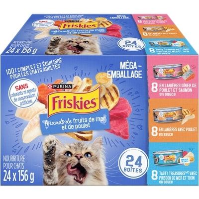 Purina Friskies Emballage Assorti Friands de Fruits de Mer et de Poulet, Nourriture Humide pour Chats 3.744 kg, 0,60 $/100g