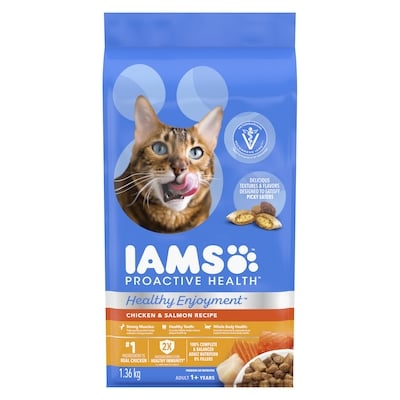 Iams Proactive Health Healthy Enjoyment Adult Dry Cat Food, Chicken & Salmon 1.36 kg, $1.18/100g