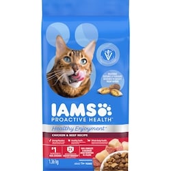 Iams Proactive Health Healthy Enjoyment Adult Dry Cat Food, Chicken & Beef 1.36 kg, $1.07/100g