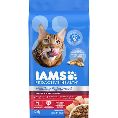 Iams Proactive Health Healthy Enjoyment Adult Dry Cat Food, Chicken & Beef 1.36 kg, $1.18/100g