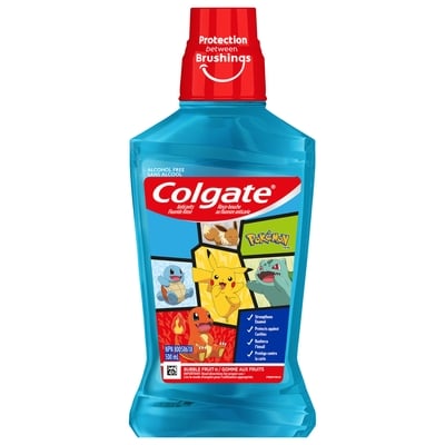 Colgate Kids rince-bouche au fluorure anticarie pokémon gomme aux fruits 500 ml, 1,60 $/100ml