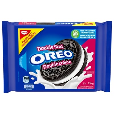 Christie Biscuits-sandwiches au chocolat OREO Double crème, format familial 436 g, 1,33 $/100g