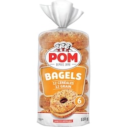 POM 12 Grain Bagels 510 g, $0.78/100g