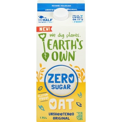 Earth's Own Oat Zero Sugar Beverage, Unsweetened Original 1.75 l, $0.29/100ml