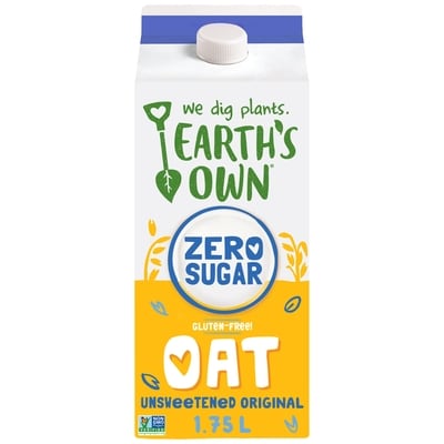 Earth's Own Zero Sugar Gluten-Free Original Oat Milk Alternative 1.75 l, $0.21/100ml