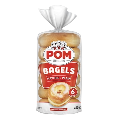 POM Plain Bagels 450 g, $1.02/100g