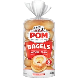 POM Plain Bagels 450 g, $0.89/100g