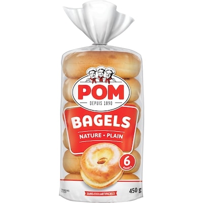 POM Plain Bagels 450 g, $0.89/100g