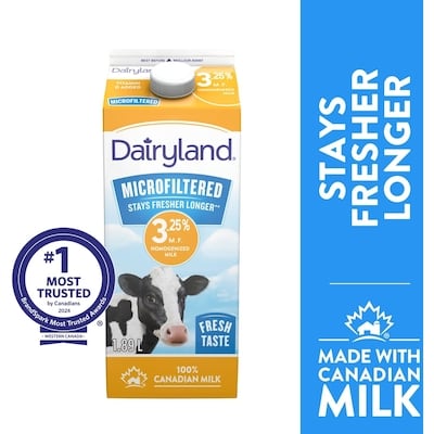 Dairyland 3.25% Microfiltered Milk 1.89 l, $0.35/100ml