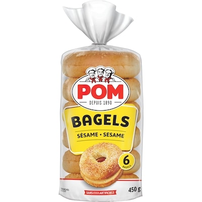 POM Sesame Bagels 450 g, $0.89/100g