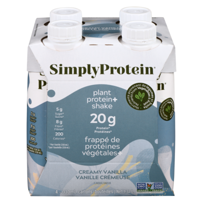 Simply Protein Plant Protein+ Shake Creamy Vanilla Flavour (Case) 4x330.0 ml, $1.14/100ml