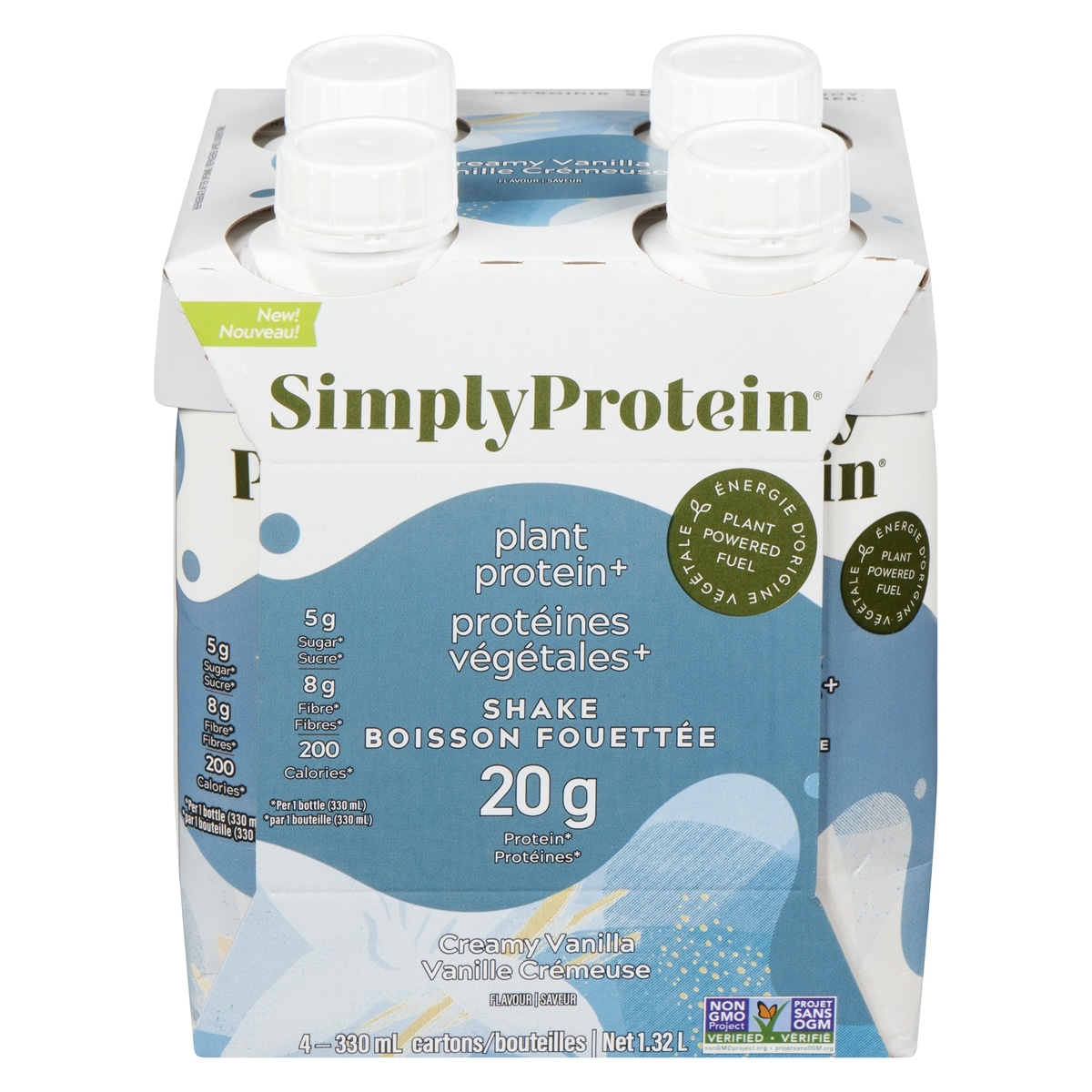 Simply Protein Plant Protein+ Shake Creamy Vanilla Flavour (Case) 4x330.0 ml, $1.14/100ml