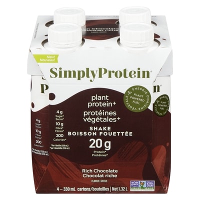 Simply Protein Plant Protein+ Shake Rich Chocolate Flavour (Case) 4x330.0 ml, $1.06/100ml