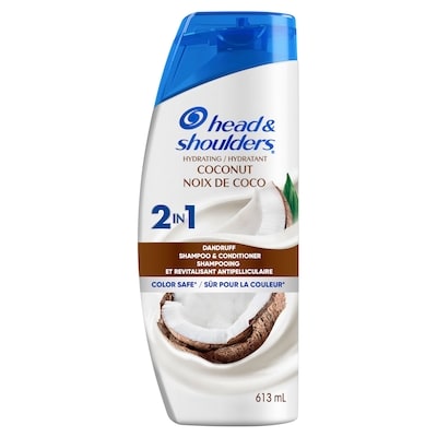Head & Shoulders Shampooing et revitalisant antipelliculaire 2 en 1 s à la noix de coco pour un usage quotidien, sans parabènes 613 ml, 2,28 $/100ml