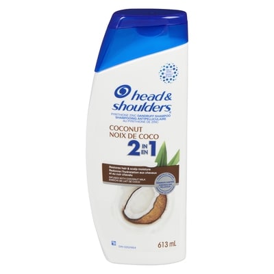 Head & Shoulders Shampooing et revitalisant antipelliculaire 2 en 1 s à la noix de coco pour un usage quotidien, sans parabènes 613 ml, 1,96 $/100ml
