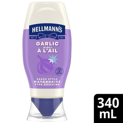 Hellmann’s Sauce style mayonnaise à l'ail Hellmann's  340 ml, 1,62 $/100ml