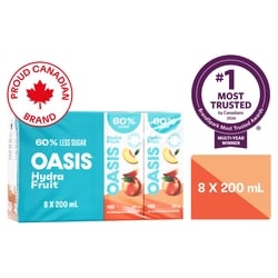 Oasis HydraFruit Peach Juice Boxes 200 ml, $2.25/100ml