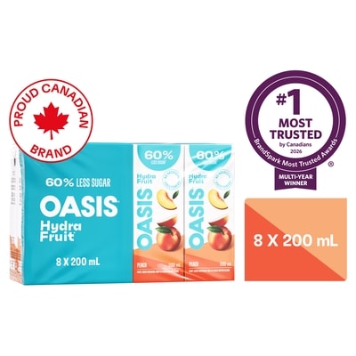 Oasis HydraFruit Peach Juice Boxes 200 ml, $3.00/100ml