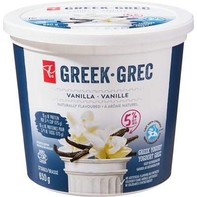 le Choix du Président Yogourt grec à la vanille 650 g, 0,85 $/100g