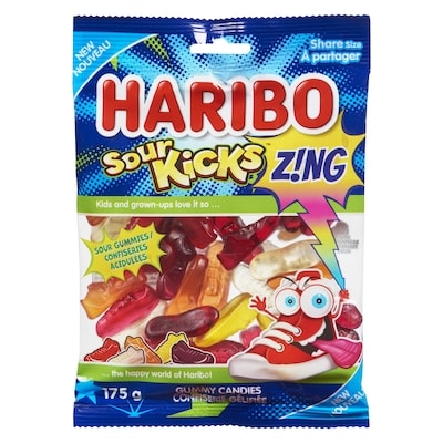 Haribo Sour Kicks Z!Ng Gummy Candies Share Size 175 g, $2.28/100g