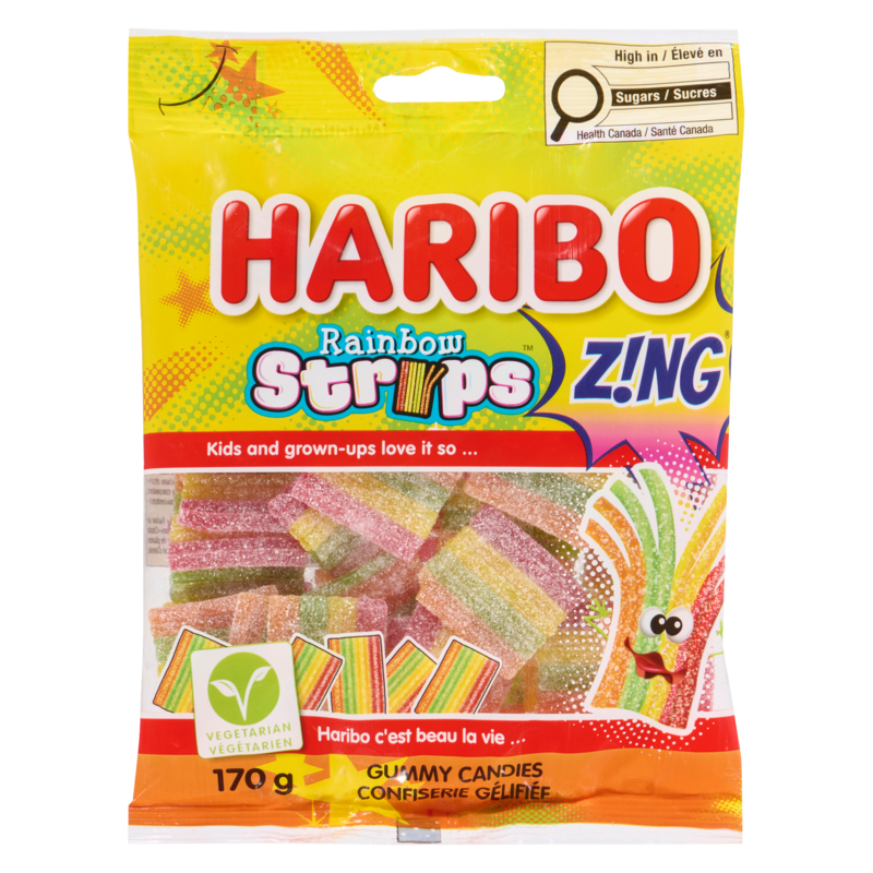 Rainbow Strips Z!Ng Gummy Candies Share Size