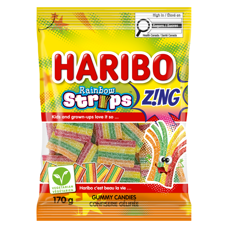Rainbow Strips Z!Ng Gummy Candies Share Size