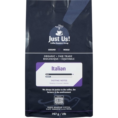 Just Us Hand Roasted Coffee Italian Ground 907 g, $4.08/100g
