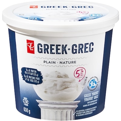 le Choix du Président Yogourt grec nature 5% 650 g, 0,85 $/100g