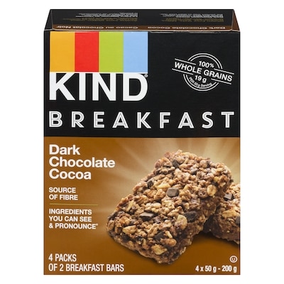 Kind Breakfast Dark Chocolate Bar 4x50.0 g, $3.00/100g