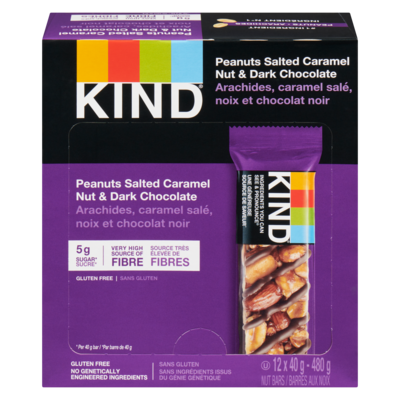 Kind Peanuts Salted Caramel Nut & Dark Chocolate Bars 12x40.0 g, $5.21/100g