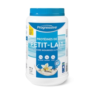 Progressive Poudre de protéine de petit-lait de bovins nourris à l'herbe, Vanille française 850 g, 85,87 $/100g