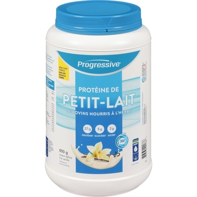 Progressive Protéine de petit-lait mélange pour boisson protéinée de bovins nourris à l'herbe saveur délice à la vanille 850 g, 69,40 $/100g