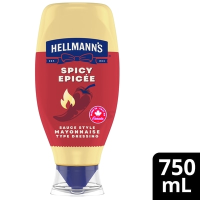 Hellmann’s Sauce Style Mayonnaise faite avec de vrais piments chilis  750 ml, 1,00 $/100ml