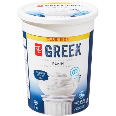 President's Choice 0% MF Greek Yogurt, Plain, Club Size 1 kg, $0.75/100g