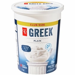 le Choix du Président Yogourt grec 0% MF, nature, format club 1 kg, 0,85 $/100g