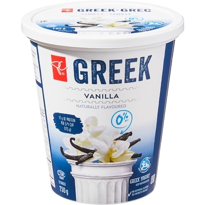 President's Choice Vanilla Greek Yogurt 750 g, $0.73/100g