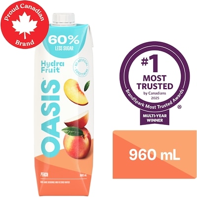 Oasis Hydrafruit Peach Beverage 960 ml, $0.24/100ml