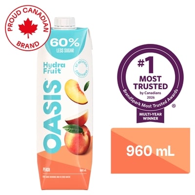 Oasis Hydrafruit Peach Beverage 960 ml, $0.29/100ml