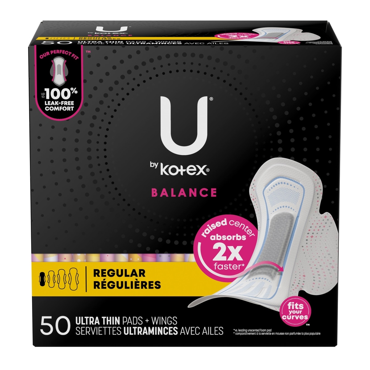 U by Kotex Balance Ultra Thin Pads with Wings, Regular Absorbency, 50 Count 50 ea, $0.33/1ea