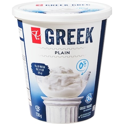 President's Choice Plain Greek Yogurt 0% 750 g, $0.73/100g