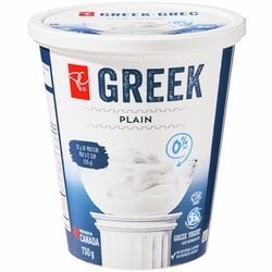 President's Choice Plain Greek Yogurt 0% 750 g, $0.73/100g