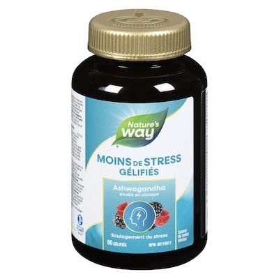 Nature’s Way Moins de stress soulagement du stress ashwagandha saveur de baies mixtes 60 ea, 0,35 $/1ch