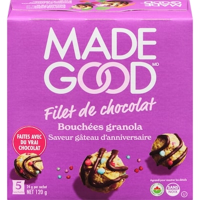 Made Good Gâteau d’anniversaire Chocolat Bouchées arrosées 24 g, 20,79 $/100g